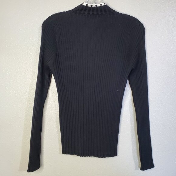 Belldini Black Rhinestone Embellishment Zip Front Top Size XL - Picture 5 of 8